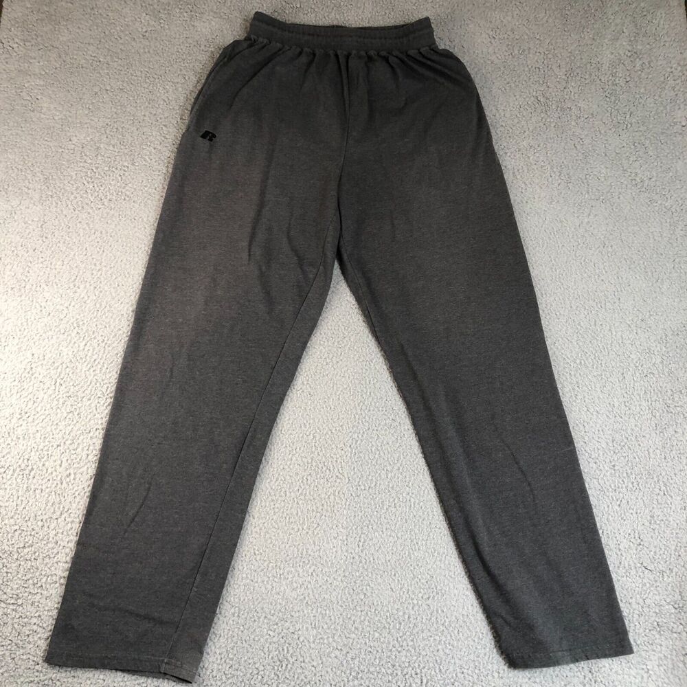Russell Pants Mens Gray Medium Joggers Basketball Sweatpants Logo Athleisure